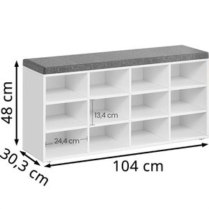 Produktbild für Schuhbank Vasagle LHS012W14, weiß, aus Holz