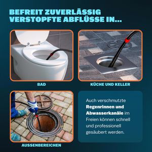 Produktbild für Rohrreinigungsset Monzana Premium 109611, inkl. 3 Adapter
