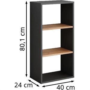 Produktbild für Bücherregal Vicco Orlando, anthrazit / eiche