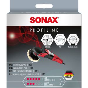 Produktbild für Polierhaube Sonax LammwollPad 125, Lammwolle, Klett