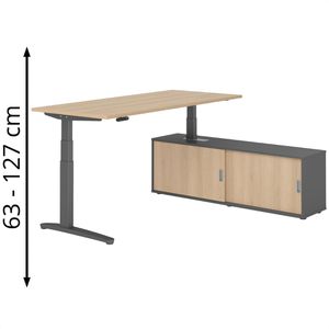 Schreibtisch Hammerbacher XDSM, 30043, eiche, mit Sideboard