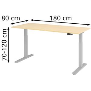 Produktbild für Schreibtisch Hammerbacher XMKA 19, ahorn / silber