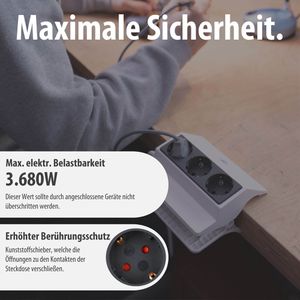 Produktbild für Tischsteckdose Brennenstuhl 1150070, mit 3 m Schuko Kabel
