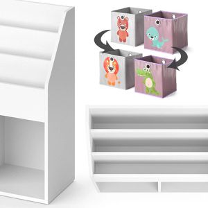 Produktbild für Bücherregal Vicco Luigi, weiß, mit 2 Faltboxen