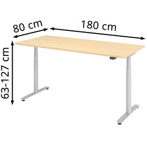 Produktbild für Schreibtisch Hammerbacher XDLR19, ahorn / silber