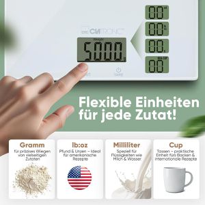 Produktbild für Küchenwaage Clatronic KW 3820, mit Tara-Funktion, Teilung 1 g
