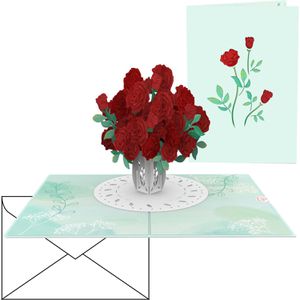 papercrush Grußkarten Rote Rosen, 120 x 175mm, Pop-Up Karte, mit Umschlag