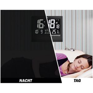 Produktbild für Wanduhr TFA 60.4508, Kunststoff, beleuchtet, digital, Funkuhr
