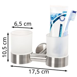 Produktbild für Zahnputzbecher Bremermann PIAZZA Doppel, aus satiniertem Glas