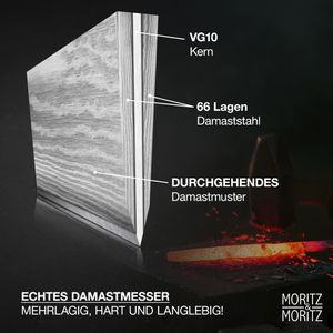 Produktbild für Kochmesser Moritz&amp;Moritz Damastmesser 5788, Akazienholzgriff