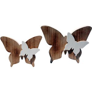 Heitmann-Deco Osterdeko Holz-Schmetterlinge, Schmetterlinge aus Holz, 13 / 16,5 cm, 2er Set