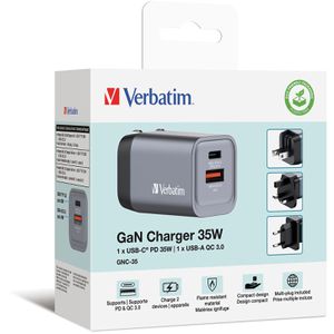 Produktbild für USB-Ladegerät Verbatim GNC-35, GaN, 35 Watt