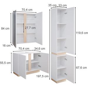 Produktbild für Badmöbel-Set Vicco Gloria, weiß, 3-teilig