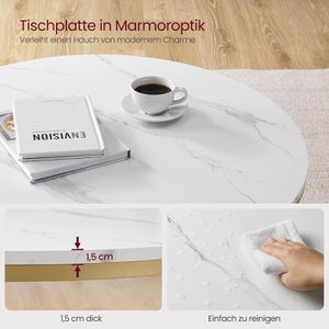 Produktbild für Couchtisch Vasagle LCT071W59, Holz / Glas, weiß marmoriert