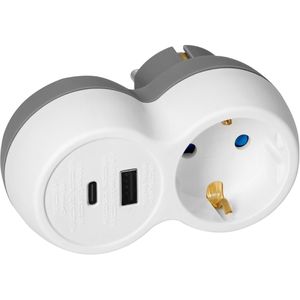 Produktbild für Steckdosenadapter Orno AE-13281(GS), weiß-grau
