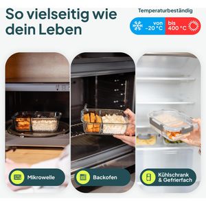 Produktbild für Frischhaltedose uandu mit 2 Fächern, aus Glas