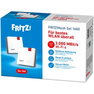 Produktbild für WLAN-Repeater AVM FRITZ!Mesh Set 1600, 20003112, 2er Set