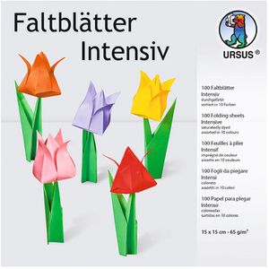 Ursus Faltblätter 2835599, aus Plakatpapier, 15 x 15cm, 65g/m², 10 Farben sortiert, 100 Blatt