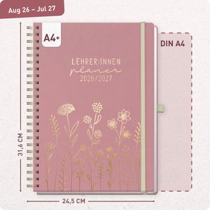 Produktbild für Lehrerkalender Häfft Fine Flowers rose, Schuljahr 2026/2027
