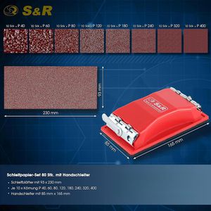 Produktbild für Handschleifer S&amp;R Schleifpapier-Set, 81-teilig