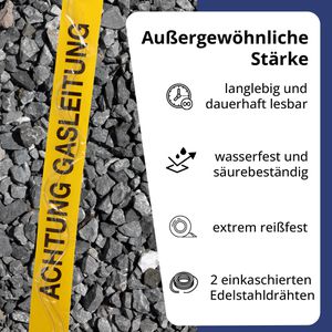 Produktbild für Trassenwarnband Kelmaplast Achtung Gasleitung