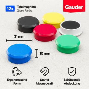 Produktbild für Magnete Gauder farbig sortiert