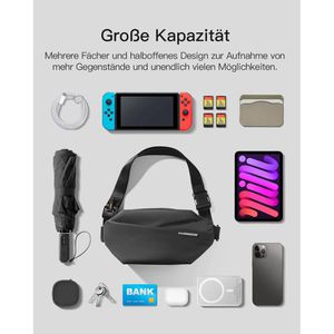 Produktbild für Bauchtasche Inateck Sling Bag X, aus Polyester, schwarz