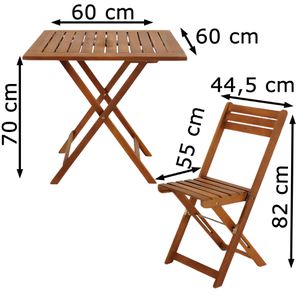 Produktbild für Bistrotisch CASARIA 101168, akazie, wetterfest, eckig,3-teilig