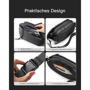 Produktbild für Bauchtasche Inateck Sling Bag X, aus Polyester, schwarz
