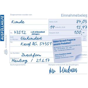 Produktbild für Einnahmebeleg Zweckform 304, A6 quer
