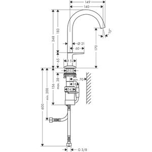 Produktbild für Waschtischarmatur AXOR One Select 170, 48020000, verchromt