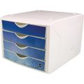 Schubladenbox Helit H61296-34, the chameleon, A4 Kunststoff, 4 Fächer, geschlossen, cold water