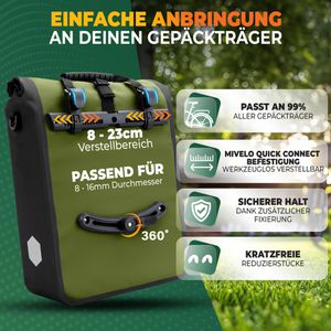 Produktbild für Gepäckträgertasche Mivelo Max, olivgrün, 22 Liter