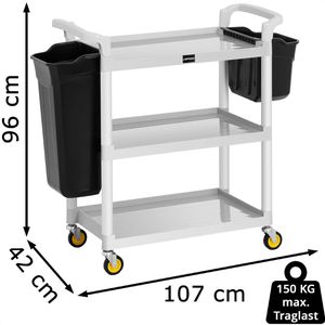 Produktbild für Servierwagen Uniprodo UNICLEAN, grau, Aluminium / Kunststoff