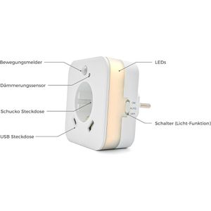 Produktbild für Nachtlicht InnTec SLED02C LED, mit USB, für Steckdose