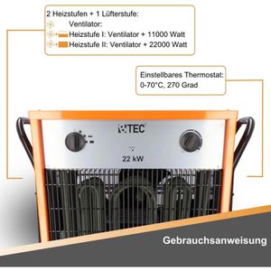 Produktbild für Heizlüfter BTEC 121260, mit 3 Stufen bis 22000 Watt