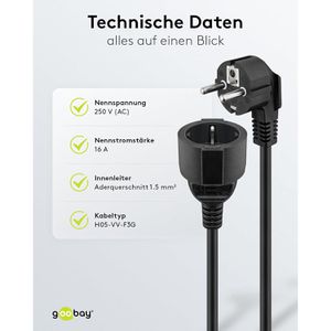 Produktbild für Verlängerungskabel Goobay 94700, für innen
