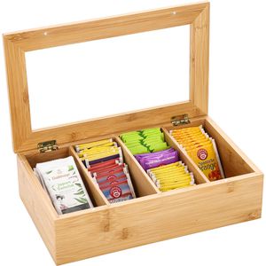 Teebox Zeller 25326, für Teebeutel, natur, aus Bambus