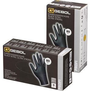 Produktbild für Einmalhandschuhe Gebol Ultra Strong, schwarz, 80 Stück