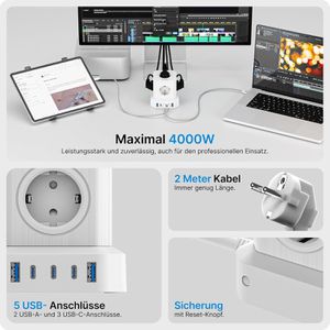 Produktbild für Steckdosenwürfel Voomy Power Cube S65, mit Schalter, weiß