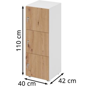 Produktbild für Schließfachschrank Hammerbacher 234L3, eiche/weiß
