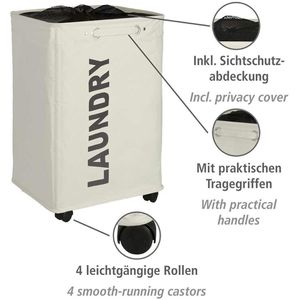 Produktbild für Wäschekorb Wenko Quadro Beige, mit Rollen