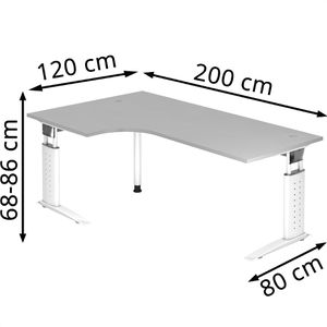 Produktbild für Schreibtisch Hammerbacher U-Serie, lichtgrau / weiß