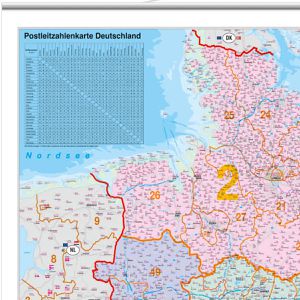 Produktbild für Deutschlandkarte Stiefel Postleitzahlenkarte mit Metallleisten