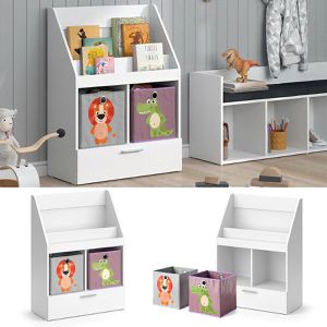Produktbild für Bücherregal Vicco Luigi, weiß, mit 2 Faltboxen