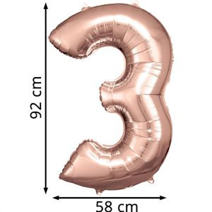 Produktbild für Luftballons Amscan 9906278, Riesenzahl 3, rose