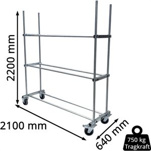 Produktbild für Reifenwagen Bertele Profi, aus Metall, silber, für 24 Reifen