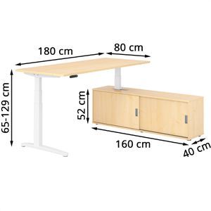 Produktbild für Schreibtisch Hammerbacher XBHM, 29191, ahorn, mit Sideboard