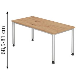 Schreibtisch Hammerbacher H-Serie, asteiche / silber