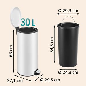 Produktbild für Mülleimer Songmics LTB031WZ02, wolkenweiß